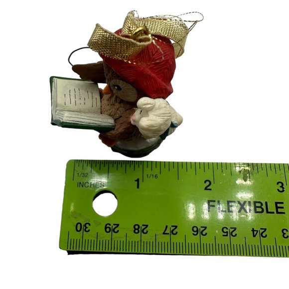 Hallmark Keepsake Ornament Owl Rabbit Reading Christmas Holiday 1992 Vintage - Picture 6 of 7